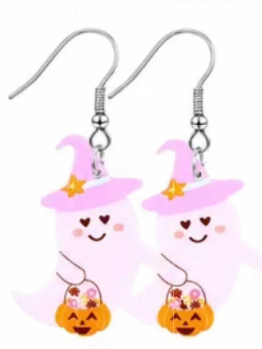 NWT Cute Pink Ghost Witch Kids Earrings - Halloween Accessories NEW